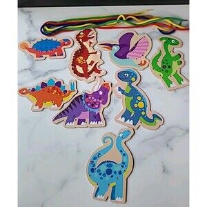 Toddler Dinosaur Lacing Cards
